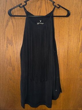 American Eagle Outfitters Black Fringe Halter Camisole